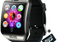 Smartwatch cu telefon iUni Q18, Camera, BT, 1.5 inch, Argintiu + Card MicroSD 4GB Cadou